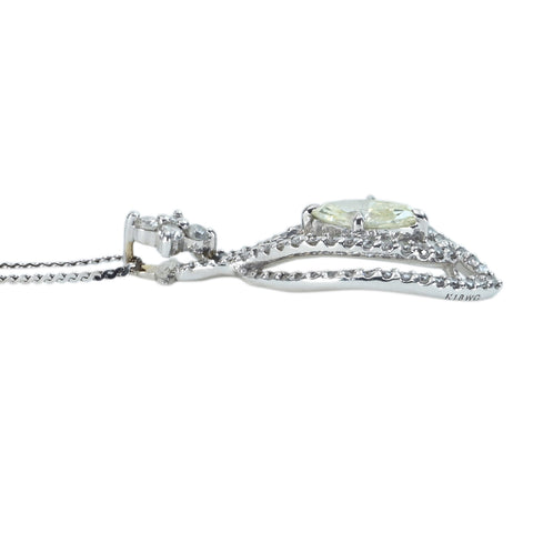 【中古】K18WG DIAMOND NECKLACE ダイヤモンドペンダントネックレス 0.428ct D0.40ct 2.8g