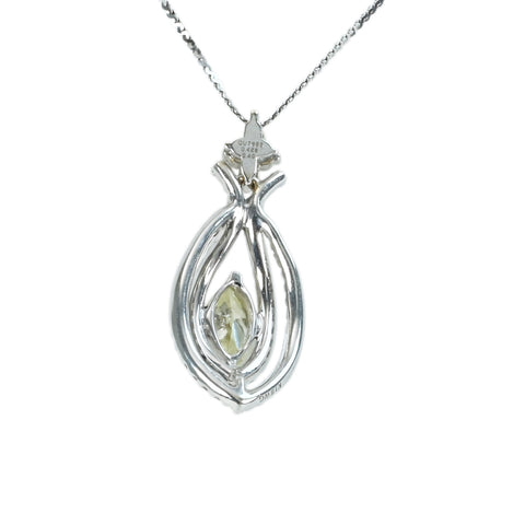 【中古】K18WG DIAMOND NECKLACE ダイヤモンドペンダントネックレス 0.428ct D0.40ct 2.8g