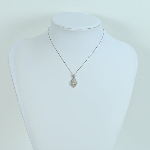 【中古】K18WG DIAMOND NECKLACE ダイヤモンドペンダントネックレス 0.428ct D0.40ct 2.8g