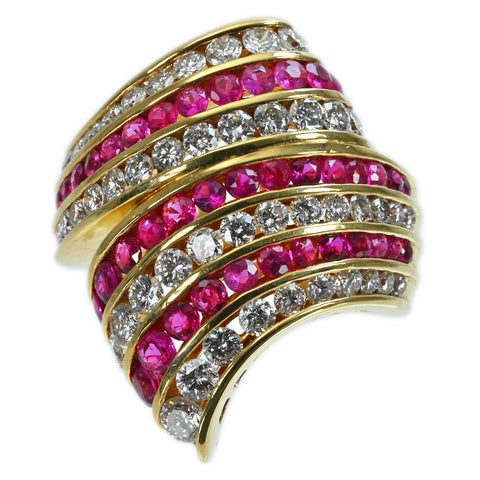 [Pre-owned] 18K Yellow Gold Ruby &amp; Diamond Ring, R2.16ct, D2.29ct, 20.7g, #20 