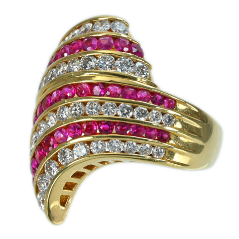 [Pre-owned] 18K Yellow Gold Ruby &amp; Diamond Ring, R2.16ct, D2.29ct, 20.7g, #20 