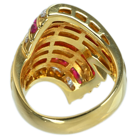 [Pre-owned] 18K Yellow Gold Ruby &amp; Diamond Ring, R2.16ct, D2.29ct, 20.7g, #20 