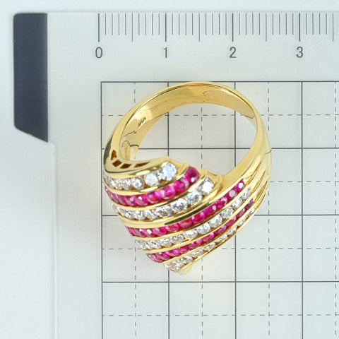 [Pre-owned] 18K Yellow Gold Ruby &amp; Diamond Ring, R2.16ct, D2.29ct, 20.7g, #20 