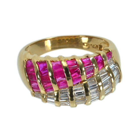 【中古】K18YG RUBYルビー＆ダイヤモンドリング R0.50ct D0.50ct 5.6g #10