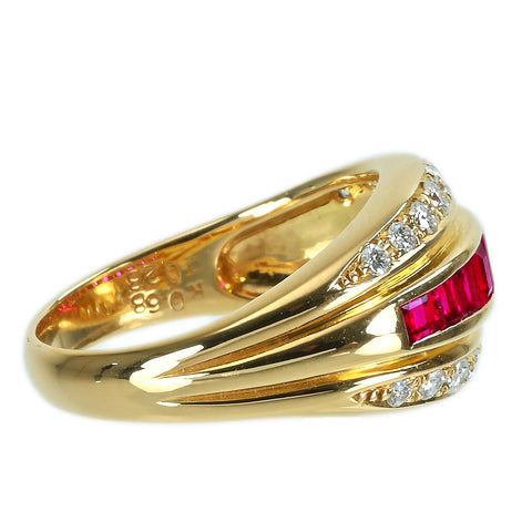 【中古】K18YG RUBY ルビーリング R0.68ct D0.28ct 5.7g #9.5