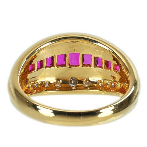 【中古】K18YG RUBY ルビーリング R0.68ct D0.28ct 5.7g #9.5
