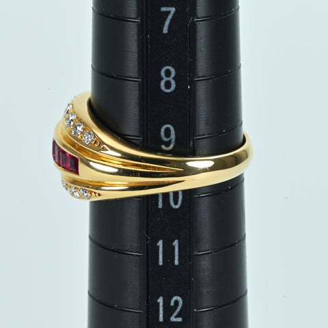 【中古】K18YG RUBY ルビーリング R0.68ct D0.28ct 5.7g #9.5