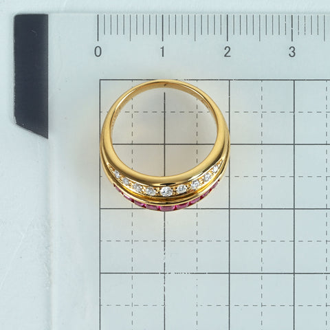 【中古】K18YG RUBY ルビーリング R0.68ct D0.28ct 5.7g #9.5