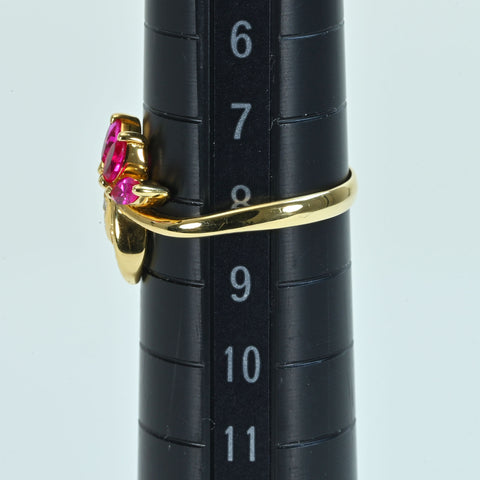 【中古】K18YG RUBYルビーリング R0.27ct D0.08ct 2.4g #8