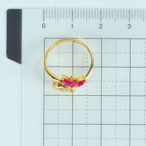 【中古】K18YG RUBYルビーリング R0.27ct D0.08ct 2.4g #8
