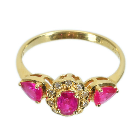 【中古】K18YG RUBYルビーリング R0.62ct D0.05ct 2.0g #6.5