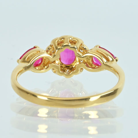 【中古】K18YG RUBYルビーリング R0.62ct D0.05ct 2.0g #6.5