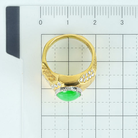 【中古】K18YG JADEITE RING ヒスイリング J3.90ct D0.60ct 11.2g #11.5
