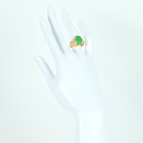 【中古】K18YG JADEITE RING ヒスイリング J3.90ct D0.60ct 11.2g #11.5