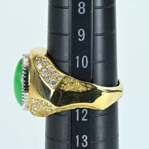 【中古】K18YG JADEITE RING ヒスイリング J3.90ct D0.60ct 11.2g #11.5