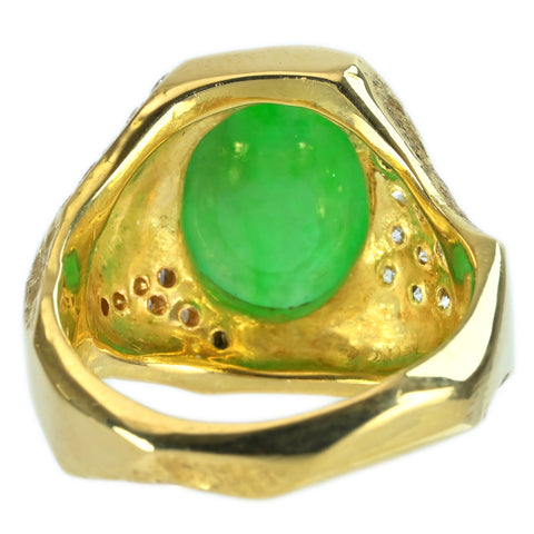 【中古】K18YG JADEITE RING ヒスイリング J3.90ct D0.60ct 11.2g #11.5