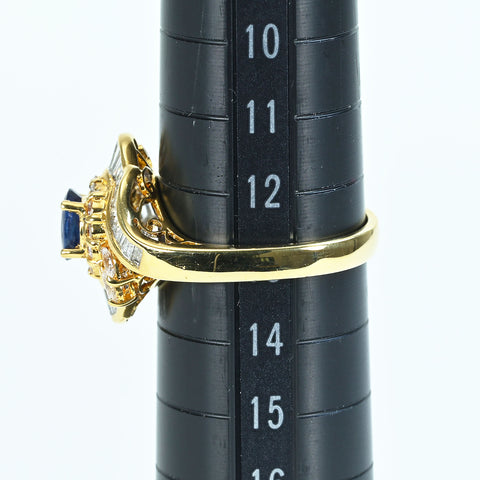 【中古】K18YG SAPPHIREサファイアリング S0.65ct D0.91ct 5.7g #13