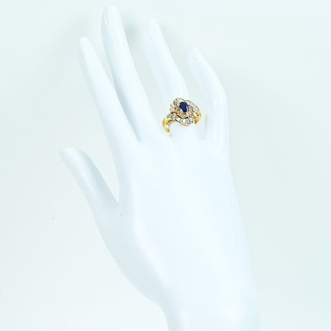 【中古】K18YG SAPPHIREサファイアリング S0.65ct D0.91ct 5.7g #13