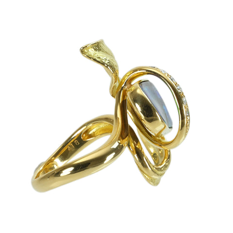 【中古】K18YG OPALボルダーオパールリング BO4.18ct D0.11ct 11.4g #12