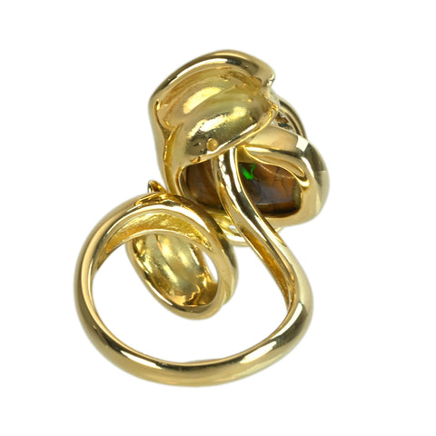 【中古】K18YG OPALボルダーオパールリング BO4.18ct D0.11ct 11.4g #12