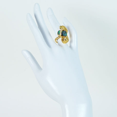 【中古】K18YG OPALボルダーオパールリング BO4.18ct D0.11ct 11.4g #12