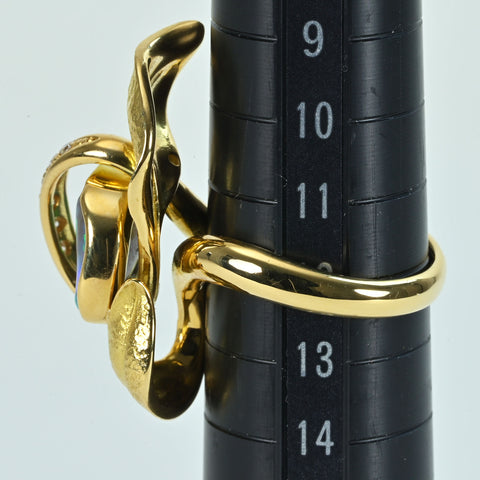 【中古】K18YG OPALボルダーオパールリング BO4.18ct D0.11ct 11.4g #12