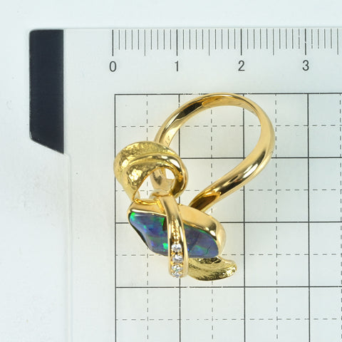 【中古】K18YG OPALボルダーオパールリング BO4.18ct D0.11ct 11.4g #12
