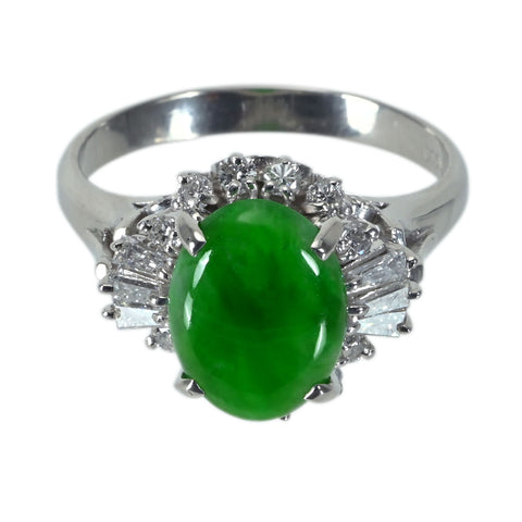 【中古】PT900 JADEITE ヒスイリング J1.83ct D0.44ct 7.0g #13