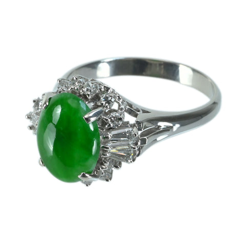 【中古】PT900 JADEITE ヒスイリング J1.83ct D0.44ct 7.0g #13