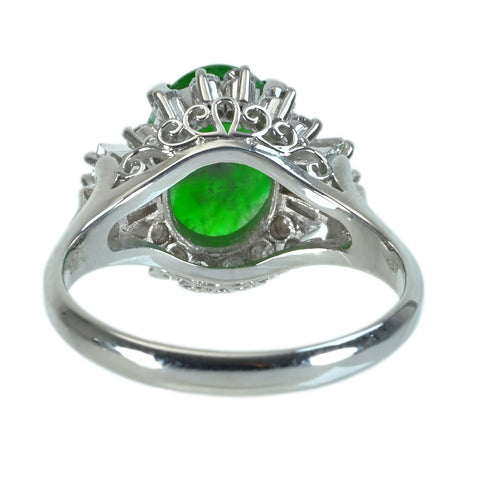 【中古】PT900 JADEITE ヒスイリング J1.83ct D0.44ct 7.0g #13