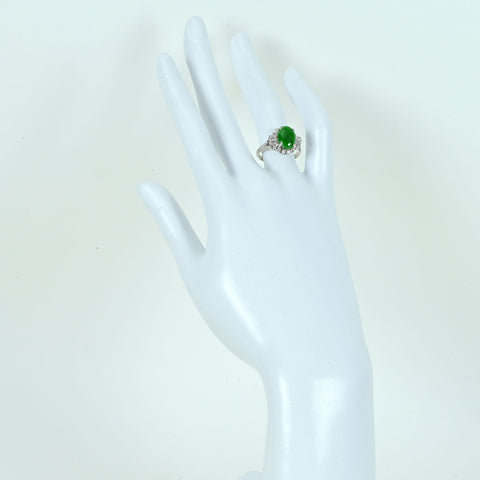 【中古】PT900 JADEITE ヒスイリング J1.83ct D0.44ct 7.0g #13