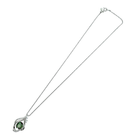 【中古】K18WG TOURMALINEグリーントルマリンペンダントネックレス T4.27ct D0.27ct 11.7g