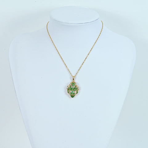 【中古】K18YG EMERALDエメラルドペンダントネックレス E1.55ct D0.24ct 9.1g