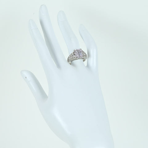 【中古】PT900 SPODUMENE クンツァイトリング 4.36ct D0.51ct 11.7g #14