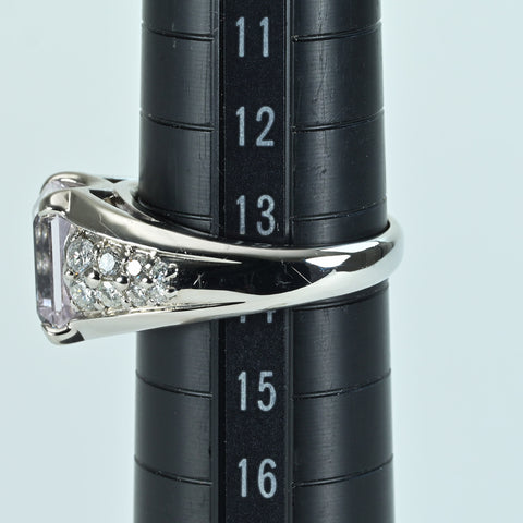 【中古】PT900 SPODUMENE クンツァイトリング 4.36ct D0.51ct 11.7g #14