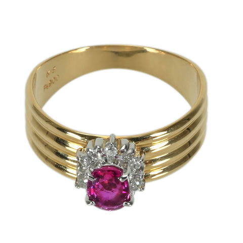 【中古】K18/PT900 RUBYルビ―リング R0.42ct D0.06ct 4.1g #11