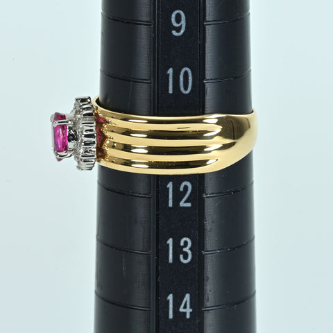 【中古】K18/PT900 RUBYルビ―リング R0.42ct D0.06ct 4.1g #11