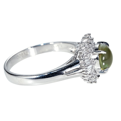 【中古】PT900 CATS EYE RING キャッツアイリング CE1.53ct D0.30ct 5.8g #14
