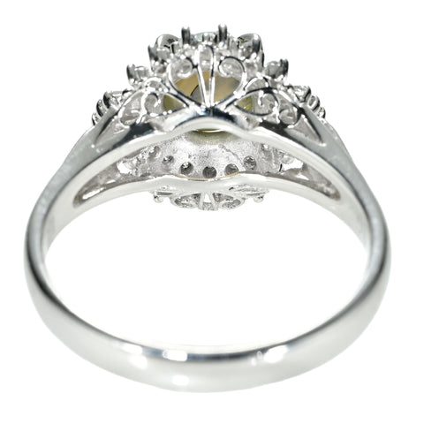 【中古】PT900 CATS EYE RING キャッツアイリング CE1.53ct D0.30ct 5.8g #14