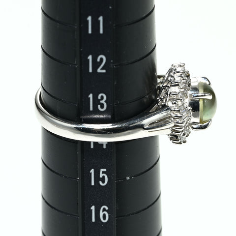 【中古】PT900 CATS EYE RING キャッツアイリング CE1.53ct D0.30ct 5.8g #14