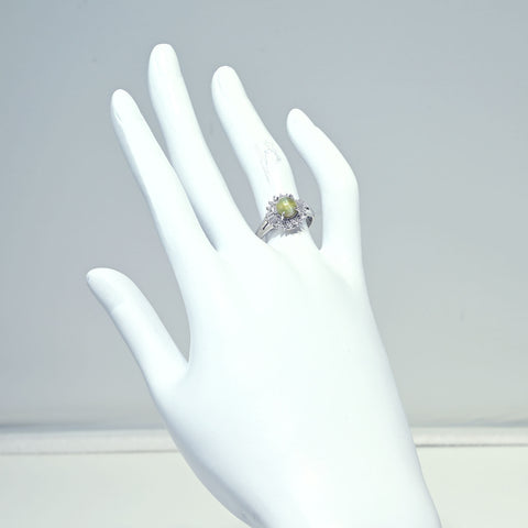 【中古】PT900 CATS EYE RING キャッツアイリング CE1.53ct D0.30ct 5.8g #14