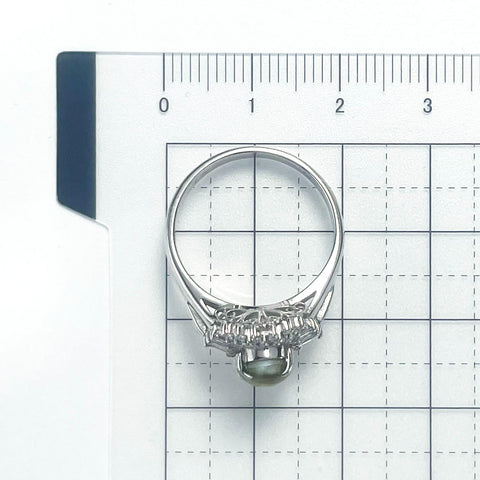 【中古】PT900 CATS EYE RING キャッツアイリング CE1.53ct D0.30ct 5.8g #14