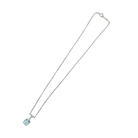 【中古】PT850 AQUAMARINEアクアマリンペンダントネックレス AQ3.70ct D0.13ct 8.9g