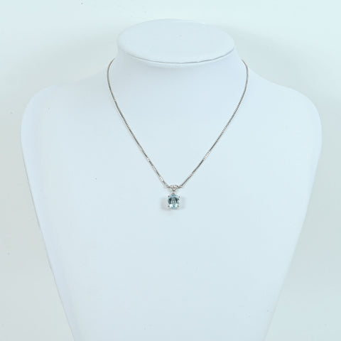 【中古】PT850 AQUAMARINEアクアマリンペンダントネックレス AQ3.70ct D0.13ct 8.9g