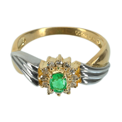 【中古】K18/PT900 EMERALD エメラルドリング 3.0g #9