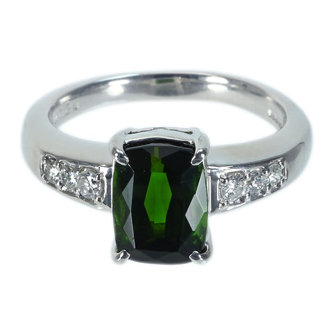 【中古】PT900 TOURMALINE グリーントルマリンリング T3.20ct D0.20ct 9.4g #14.5