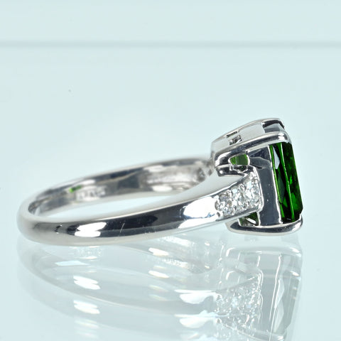 【中古】PT900 TOURMALINE グリーントルマリンリング T3.20ct D0.20ct 9.4g #14.5