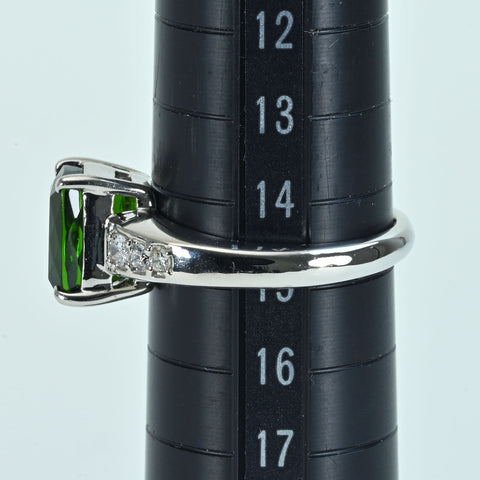 【中古】PT900 TOURMALINE グリーントルマリンリング T3.20ct D0.20ct 9.4g #14.5