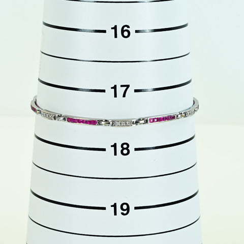 【中古】K18WG RUBYルビー・ダイヤモンドブレスレット R1.05ct D0.108ct 6.6g 17.5cm