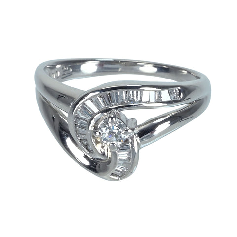 【中古】PT900 DIAMONDダイヤモンドリング D0.25ct 5.4g #12.5 鑑別